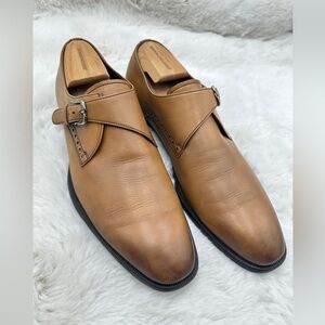Ermenegildo Zegna Smooth Leather Sleek Single‎ Monk Strap Dress Shoes 10.5 US
